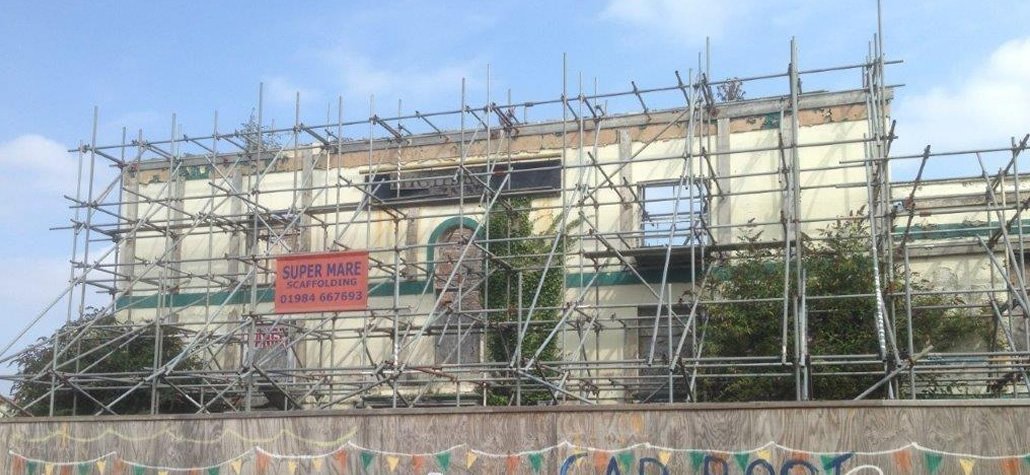 Commercial scaffolding on a large building in Taunton Somerset
