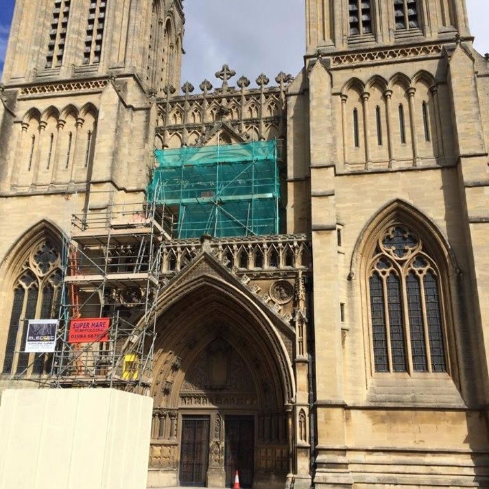 Access scaffolding on a commercial building